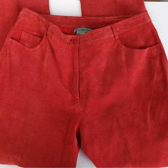 Vintage Pants - Vintage suede leather straight leg pant red 8 CO & Eddy